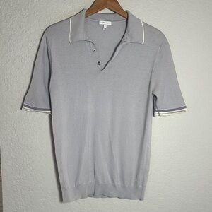 Reiss Soft Sweater Polo Grey Lavender Men’s Medium Country Club Preppy